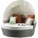 Salena 2 Piece Patio Canopy Daybed Set in Beige Fabric & Gray Wicker